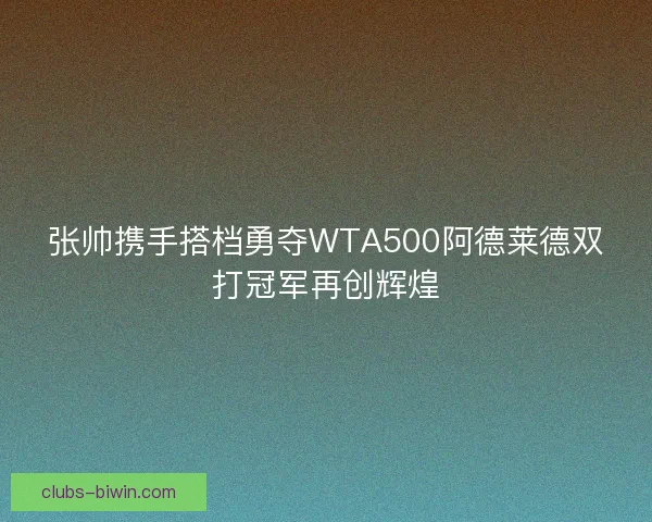 张帅携手搭档勇夺WTA500阿德莱德双打冠军再创辉煌 张帅携手搭档勇夺WTA500阿德莱德双打冠军再创辉煌
